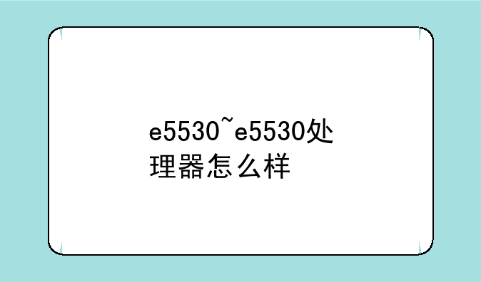 e5530~e5530处理器怎么样