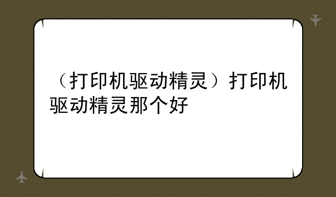 （打印机驱动精灵）打印机驱动精灵那个好