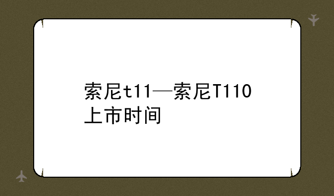 索尼t11—索尼T110上市时间