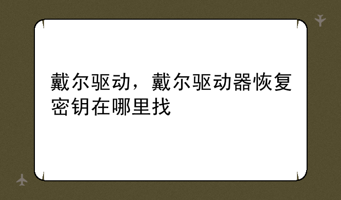 戴尔驱动，戴尔驱动器恢复密钥在哪里找